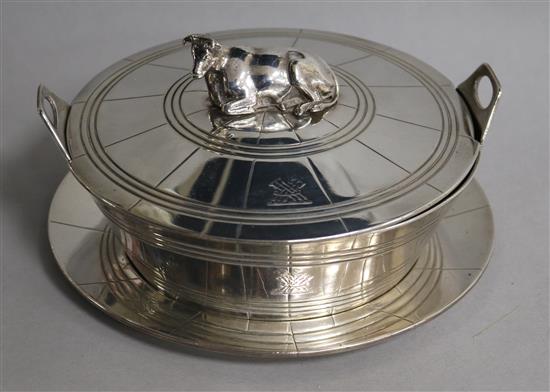 A William IV silver butter dish and cover and stand, Joseph & John Angell, London 1833, 21 oz.